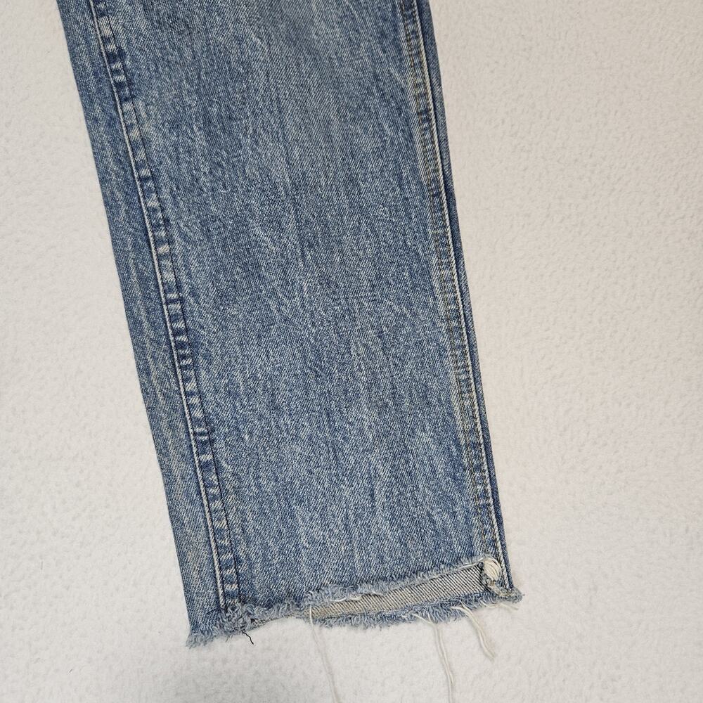 90s Lee Denim Jeans Womens 8 Raw Hem Tapered Leg Union Made in USA Blue Y2K VTG - Picture 5 of 16